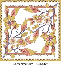 Fantástico ornamento de flores. Bonito padrão vetor.O design pode ser usado para cartão, impressão de bandana, design de lenço, guardanapo.