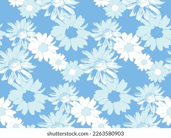Fantastic flowers and butterflies. Seamless pattern. Vector illustration. Suitable for fabric, mural, wrapping paper and the like