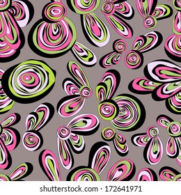 Fantastic flowers continuous seamless pattern.