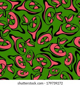 Fantastic flowers continuous seamless vector pattern.Floral background with flowers. Seamless pattern can be used for web page backgrounds, wallpapers ,pattern. Bright spring colors.green pink black