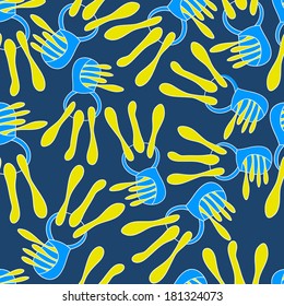 Fantastic flowers continuous seamless vector pattern.Floral background with flowers. Seamless pattern can be used for web page backgrounds, wallpapers pattern.Bright spring colors blue yellow.  