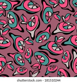 Fantastic flowers continuous seamless vector pattern. Seamless pattern can be used for web page backgrounds, wallpapers,pattern.Spring bright juicy colors burgundy blue black.
