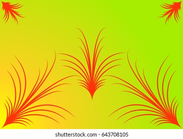 Fantastic flowers on a yellow green background are placed symmetrically to use the design of goods