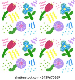 Fantastic flowers as a pattern, vector illustration