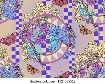 Fantastic flowers. Seamless pattern. Vector illustration. Suitable for fabric, wrapping paper and the like