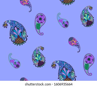 Fantastic flowers. Seamless pattern. Vector illustration. Suitable for fabric, wrapping paper and the like