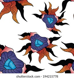 Fantastic flowers. Seamless vector pattern.