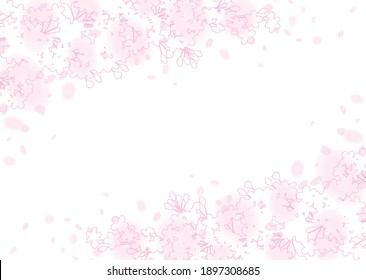 Fantastic fluffy cherry blossom branch frame illustration