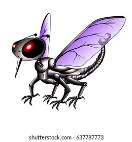 Fantastic fly-robot with a sharp sting and the tail of a scorpion