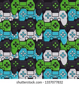 Fantastic gamepad fullcolor pattern, group of videogames