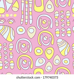 Fantastic geometric continuous seamless vector patterns. Pattern can be used for wallpaper pattern fills surface textures. Stylish bright shades different colors.pink yellow white