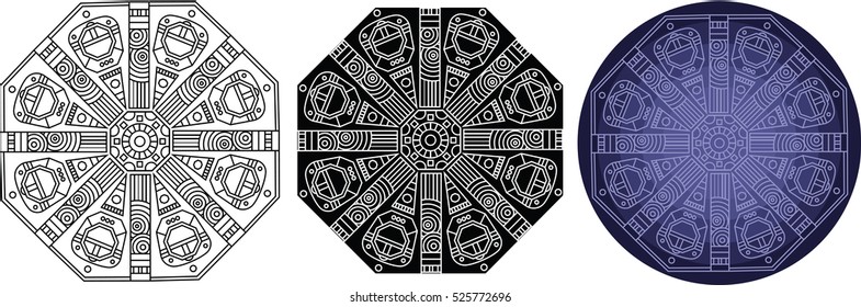 Fantastic geometry mandala for coloring book