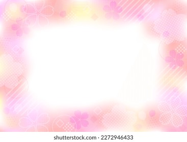 Fantastic gradient background of orange and pink cherry blossoms