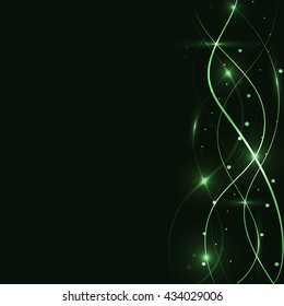 fantastic green lines form a pattern with stars on a dark green background