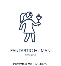 fantastic human icon. fantastic human linear symbol design from Feelings collection. Simple outline element vector illustration on white background.