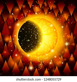 Fantastic illustration. Crescent. Eclipse. Fantastic creation. Absolut. God.