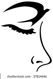Fantastic image of a girl with eyebrow look like a bird