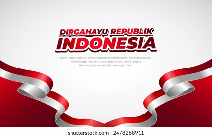 Fantastic Indonesia independence day design background with indonesia maps and wavy flag vector