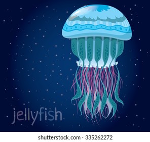 fantastic jellyfish - Set of vector illustrations of marine life for design 