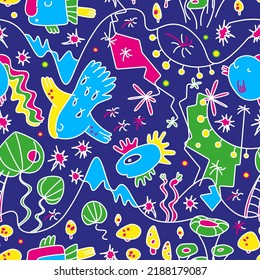 Fantastic magical underwater world - seamless vector pattern