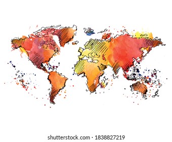 Fantastic map of the world. Continents