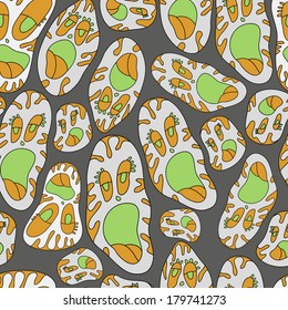 Fantastic mask continuous seamless pattern.Floral background with flowers. Seamless pattern can be used for web page backgrounds, wallpapers ,pattern. orange green white
