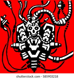 fantastic metal skeleton in wires. vector Illustration.
