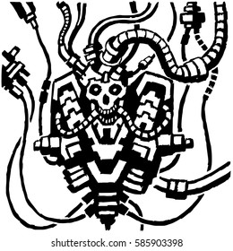 fantastic metal skeleton in wires. vector Illustration.