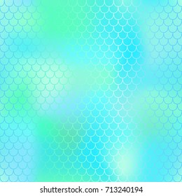 Fantastic mint green fish skin vector pattern. Mermaid seamless pattern. Fish scale vector pattern. Mermaid tail background. Fish skin texture in pastel colors. Mermaid skin surface. Wedding pattern