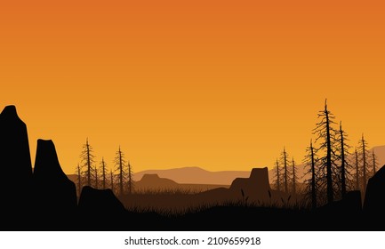 Fantastic mountain view is seen from the cliff in the afternoon