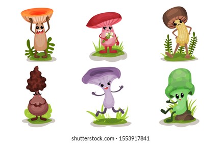 Fantastic Mushrooms Of Different Design Vector Illustration Set