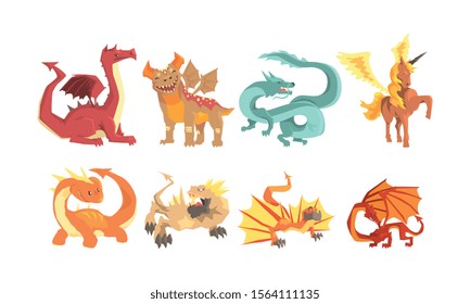 Fantastic Mythological Creatures and Beasts Vector Set