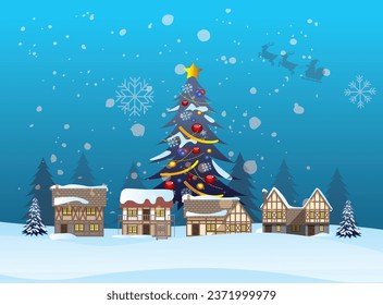 Fantastic natural snowy Christmas landscape