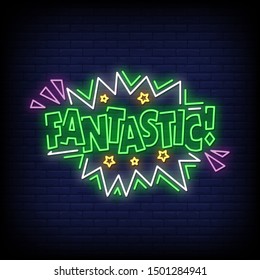 Fantastic neon signs style text vector