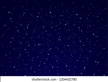 Fantastic night starry sky. Colorful background with bright lights and scattered particles and glowing stars. Creative design. Vector illustration.