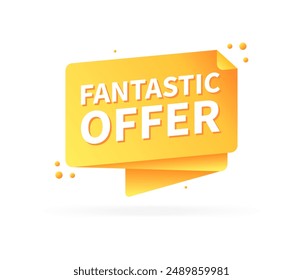 Fantástico icono de oferta. Icono de mensaje. Estilo plano. Icono de Vector.