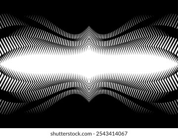Fantastic pattern of abstract striped ribbons. Modern futuristic pattern. Energy flow. Horizontal Black and White Background for covers, packaging, advertising. Wallpaper. flash