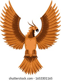 Fantastic Phoenix bird of prey in steam punk style. Vector illustration.