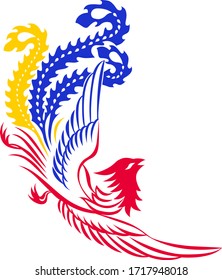 Fantastic Phoenix with vectorial drawing