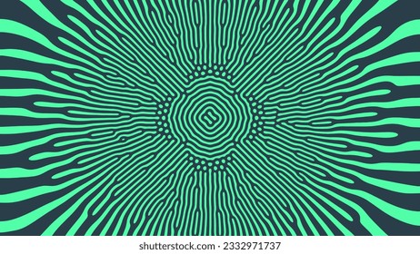 Fantastic Radial Cell Structure Vector Turquoise Colour Abstract Background. Spreading Of Mysterious Alien Microorganism Psychedelic Drug Trippy Art Illustration. Unusual Liquid Structure Texture