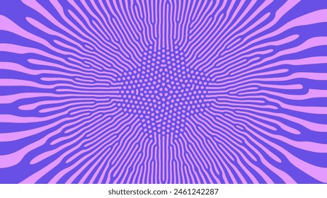 Fantastic Radial Cell Structure Vector Violet Purple Colors Abstract Background. Spreading Of Mysterious Alien Microorganism Psychedelic Drug Trippy Art Illustration. Unusual Liquid Structure Texture