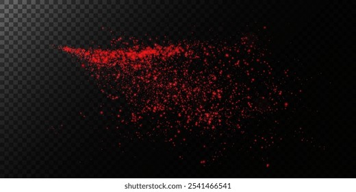 Fantástico fundo vermelho fumaça. Explosão de pó de especiarias vermelhas, respingo de especiarias, fumaça mágica com brilho e partículas finas, névoa com partículas brilhantes, vapor vermelho. Ilustração vetorial. 