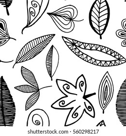 Fantastic simple foliage seamless pattern on white background