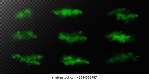 Fantastic smoke background. Magic smoke magic fog, green vapour. Vector illustration.	