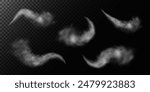 Fantastic smoke background. Magic smoke with glitter and small particles of twinkling stars, fog with glowing particles, gray vapor with stardust. Vector illustration.	