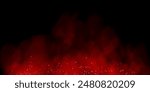 Fantastic smoke background. Magic smoke with glitter and small particles of twinkling stars, fog with glowing particles, red vapor with stardust. Vector illustration.	