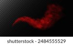 Fantastic smoke background. Magic smoke with glitter and small particles of twinkling stars, fog with glowing particles, red vapor with stardust. Vector illustration.	