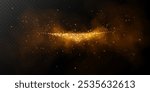 Fantastic smoke background. Magic smoke with glitter and small particles of shimmering stars, fog with glowing particles, golden vapour with stardust. Vector illustration.	