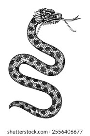 Fantastic snake sketch. Hand-drawn vector illustration. Chinese New Year symbol. Lunar New Year 2025. NOT AI generated