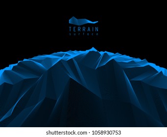 Fantastic space planet terrain vector illustration, cosmos science fiction great 3d design. Usable as abstract background with copy space for title and text.